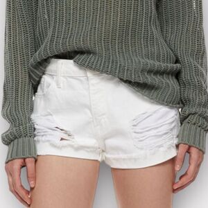 FRAME DENIM Le Grand Garcon Short NWT -size‎ 29-in White- cuffed, distressed